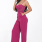 Mesh Insert Cup Wide Leg Jumpsuit