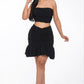 Ruffle Ruched Mini Skirt Set