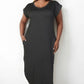 Plus Size Hidden Pocket Batwing Sleeve V Neck Long Dress