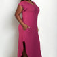 Plus Size Hidden Pocket Batwing Sleeve V Neck Long Dress