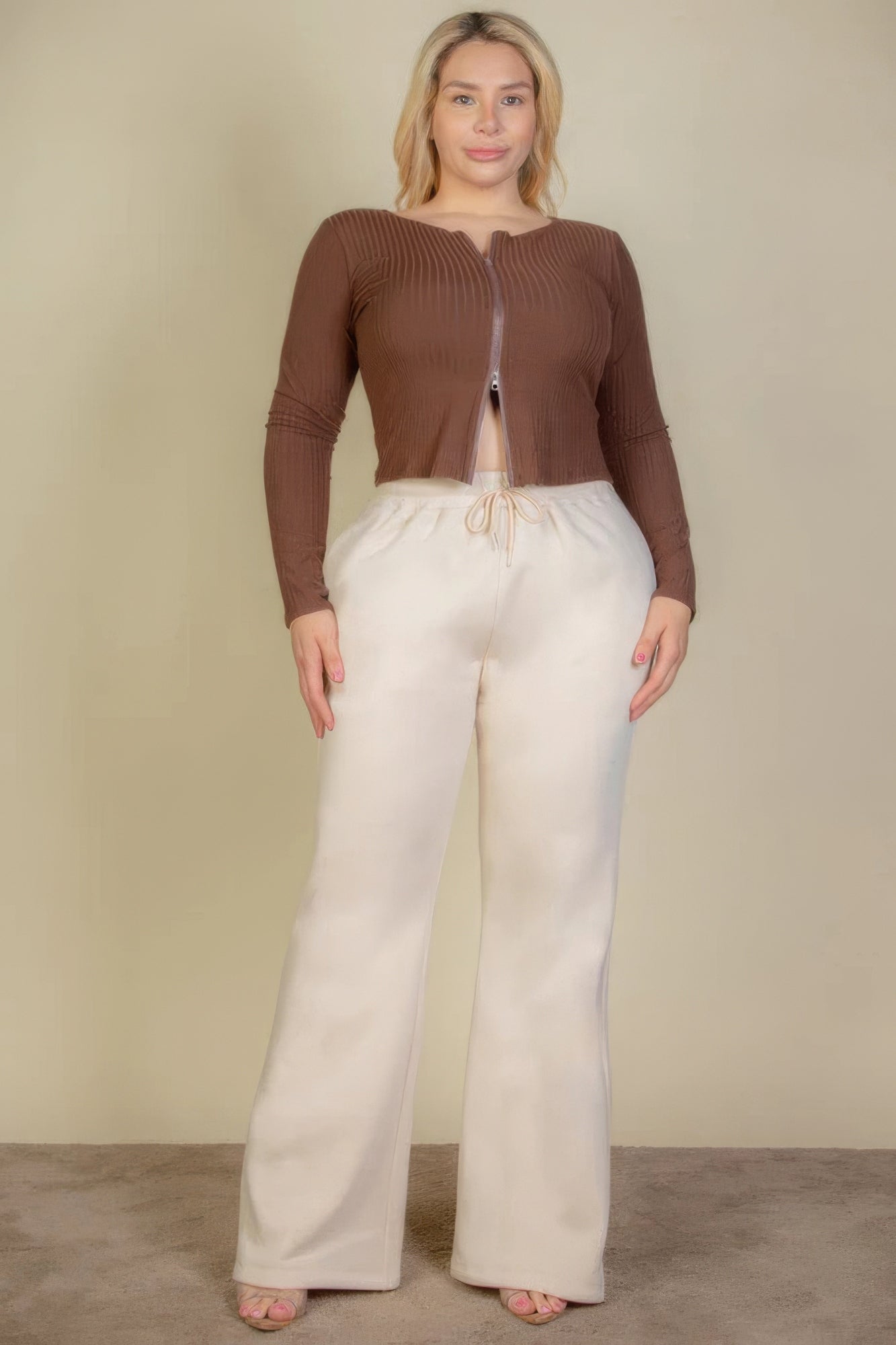 Plus Size Drawstring Waist Slant Pocket Sweatpants