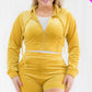 Plus Size Velour Crop Zip Up Hoodie And Shorts Set