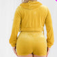 Plus Size Velour Crop Zip Up Hoodie And Shorts Set