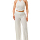 Crinkle Wide Pants Set Zipper