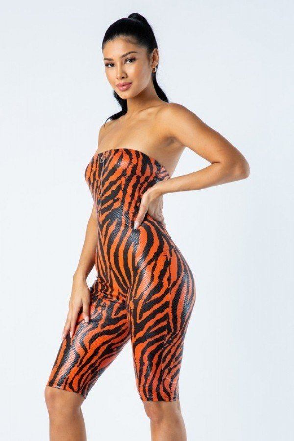 Zebra Print Tube Romper