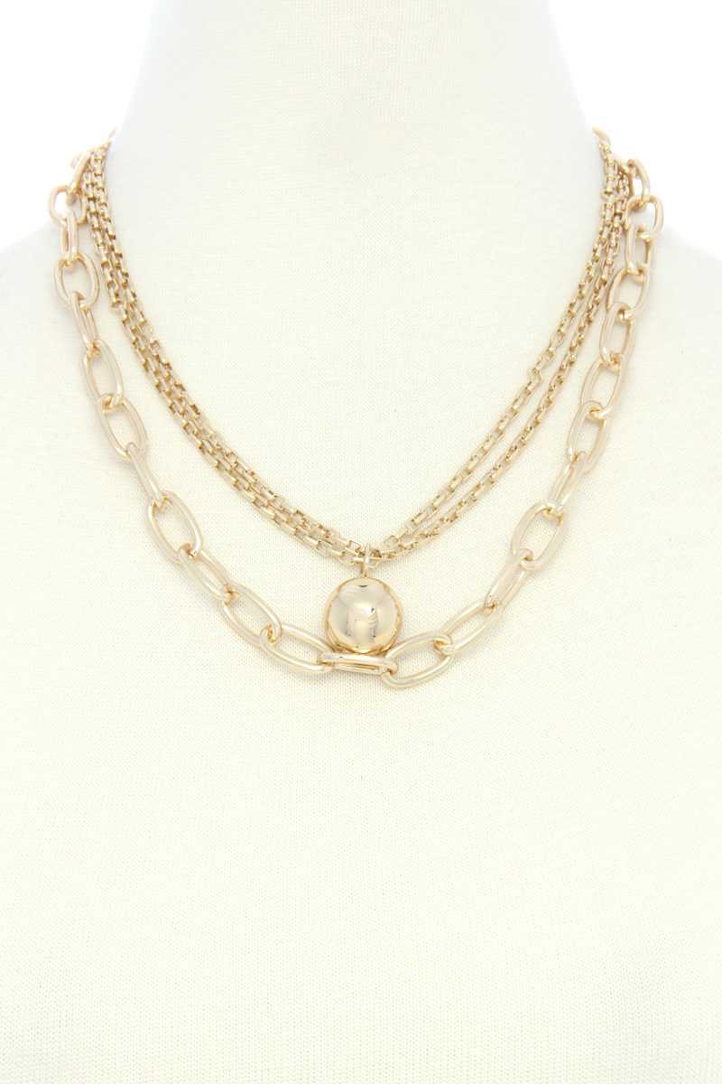 Ball Oval Link Layered Necklace