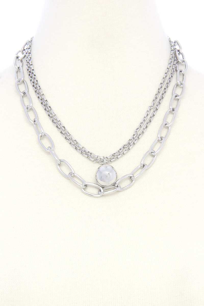 Ball Oval Link Layered Necklace