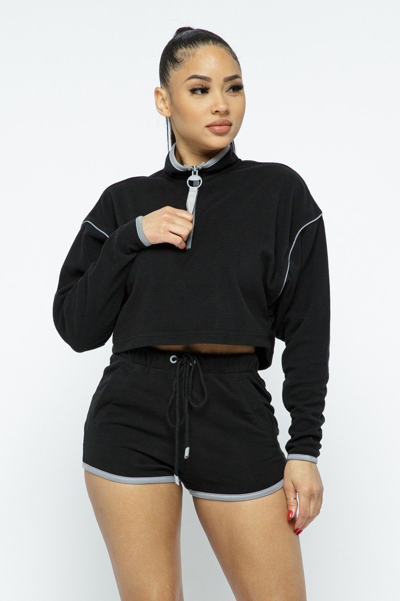 Sporty Crop & High-waist Shorts Set