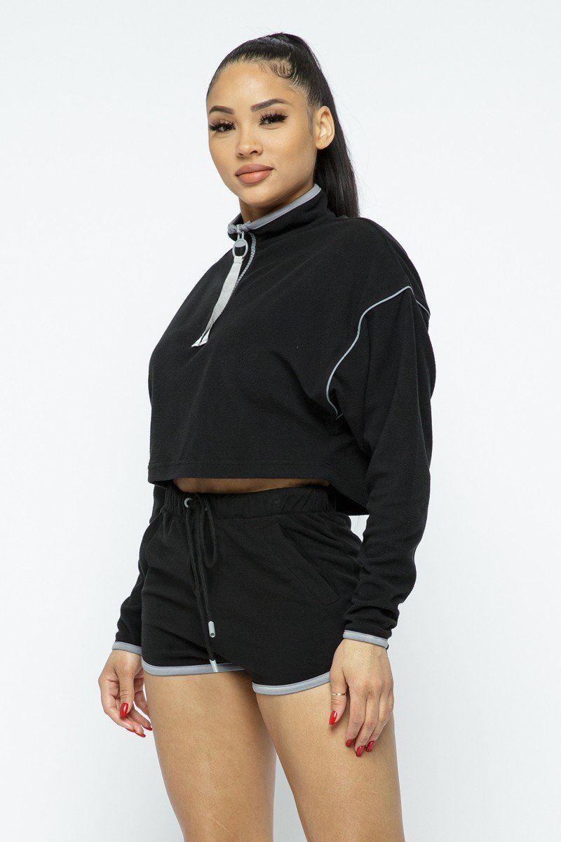 Sporty Crop & High-waist Shorts Set