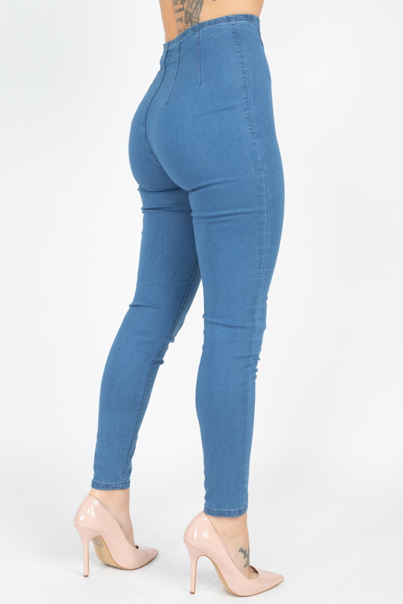 High Waist Zip Front Jeans