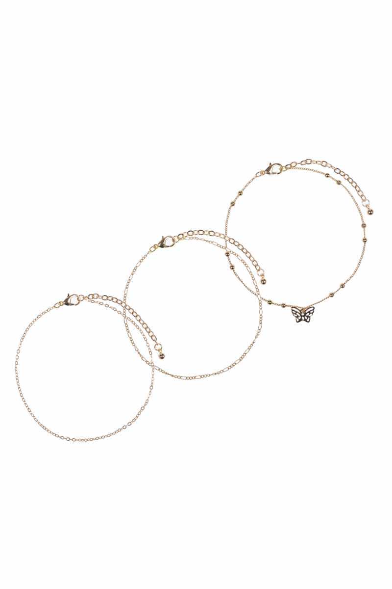 Butterfly Chain 3 Pc Bracelet Set