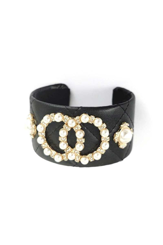 Pearl Faux Leather Cuff