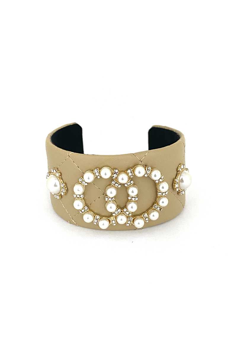 Pearl Faux Leather Cuff