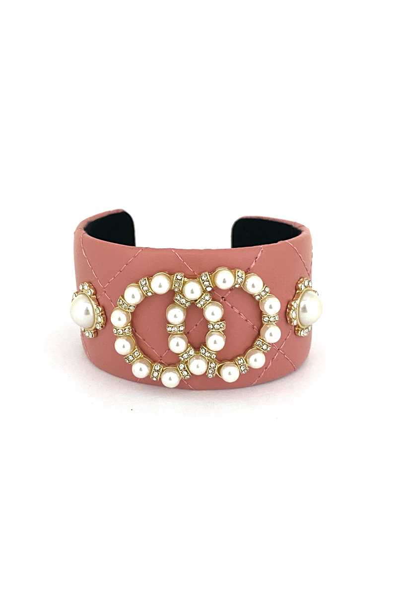 Pearl Faux Leather Cuff