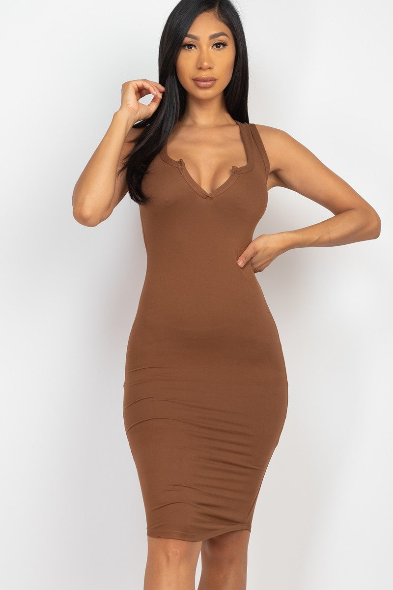 Split Neck Tank Midi Dress