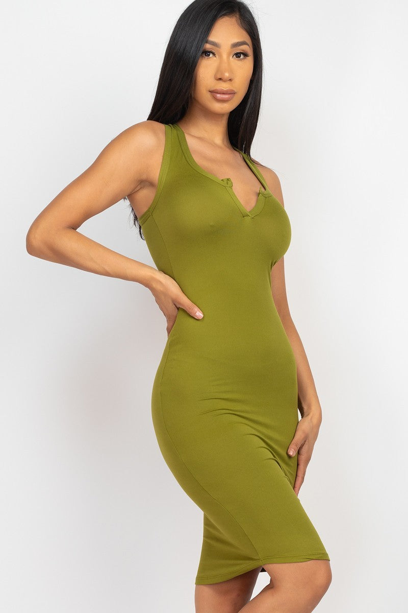 Split Neck Tank Midi Dress