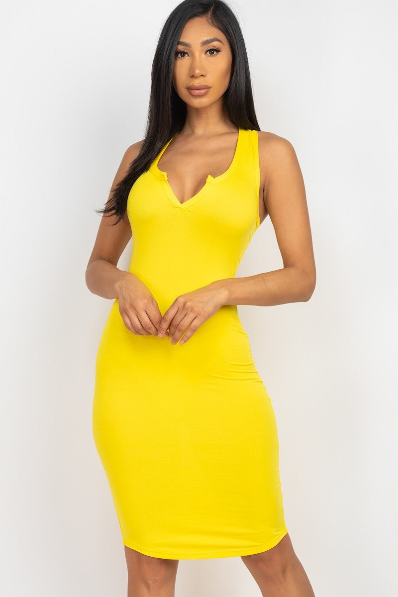 Split Neck Tank Midi Dress