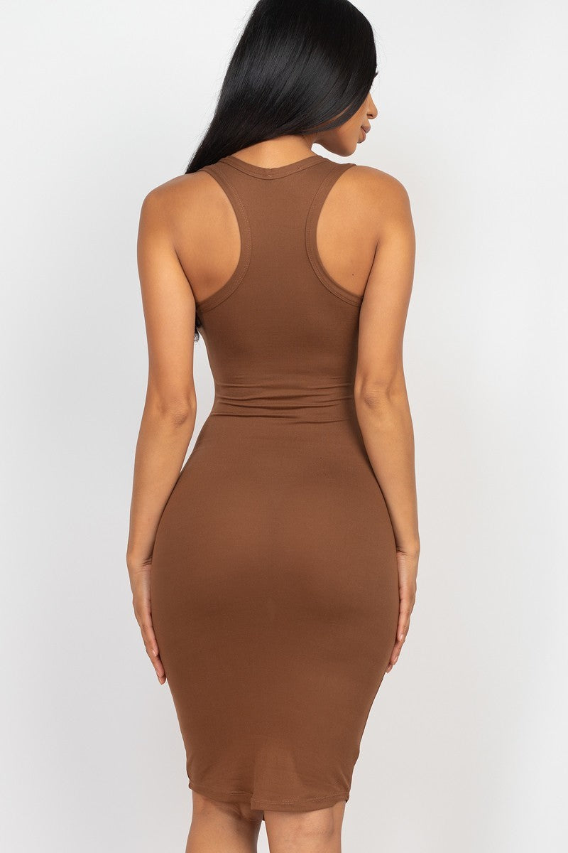 Split Neck Tank Midi Dress