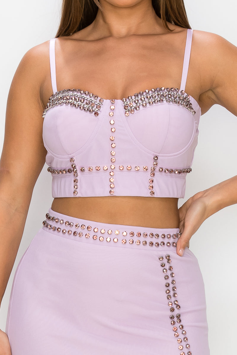 Studded Stone Cami & Skirt Set