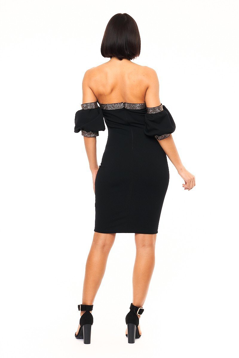 Off Shoulder Studded Band Fashion Dress