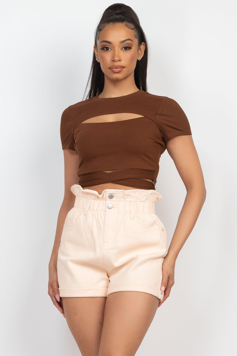 Front Cutout Tie Crop