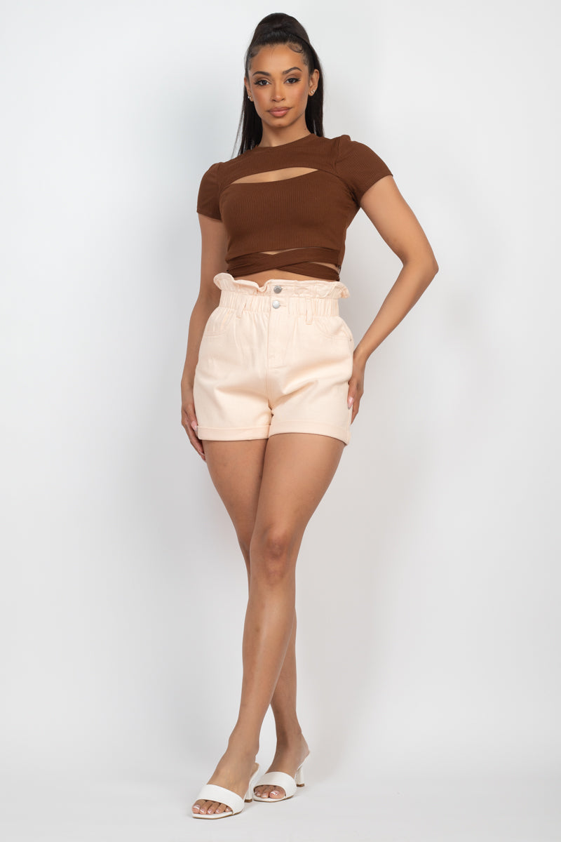 Front Cutout Tie Crop