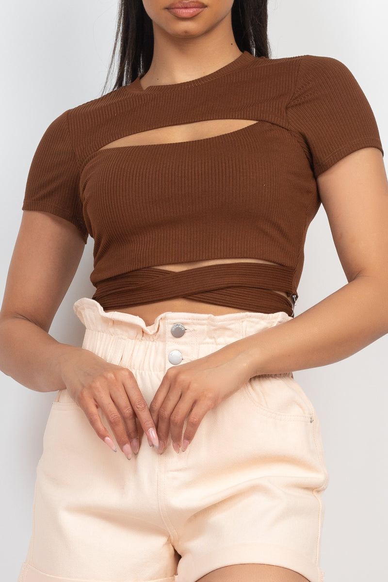 Front Cutout Tie Crop