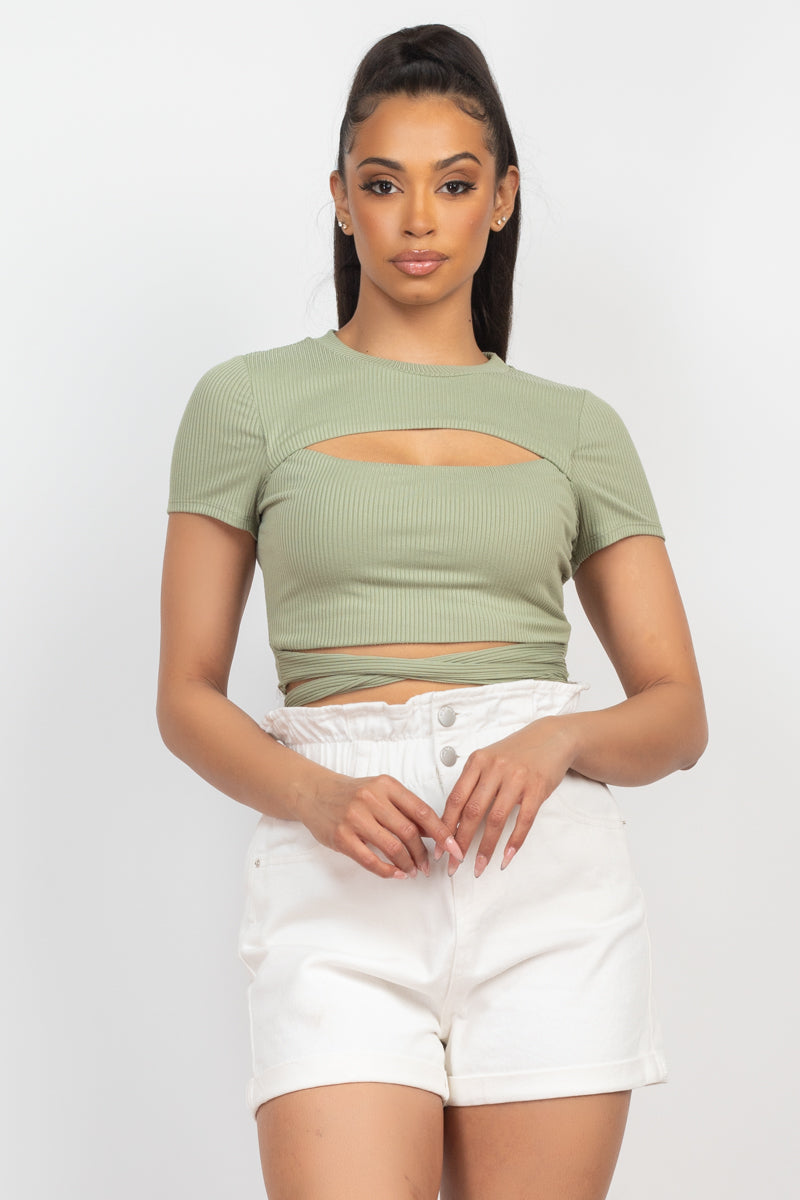 Front Cutout Tie Crop