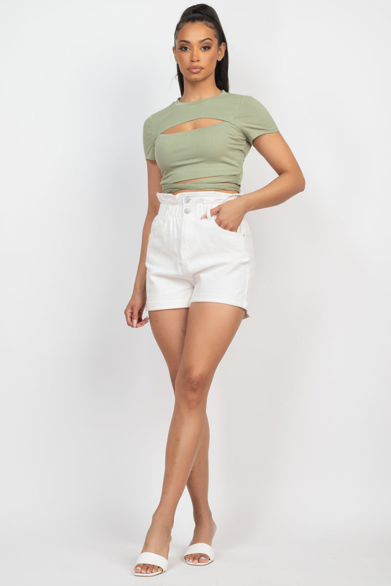 Front Cutout Tie Crop