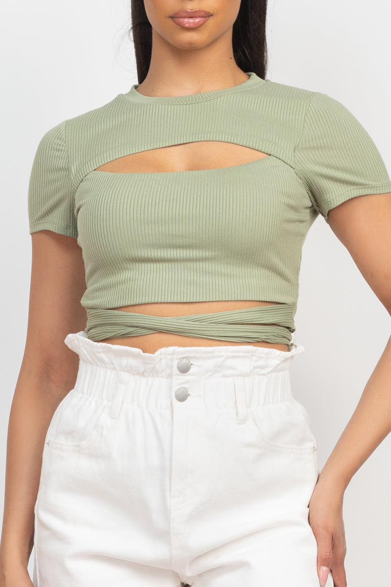 Front Cutout Tie Crop