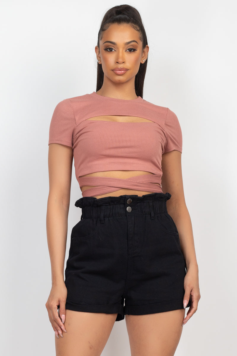 Front Cutout Tie Crop