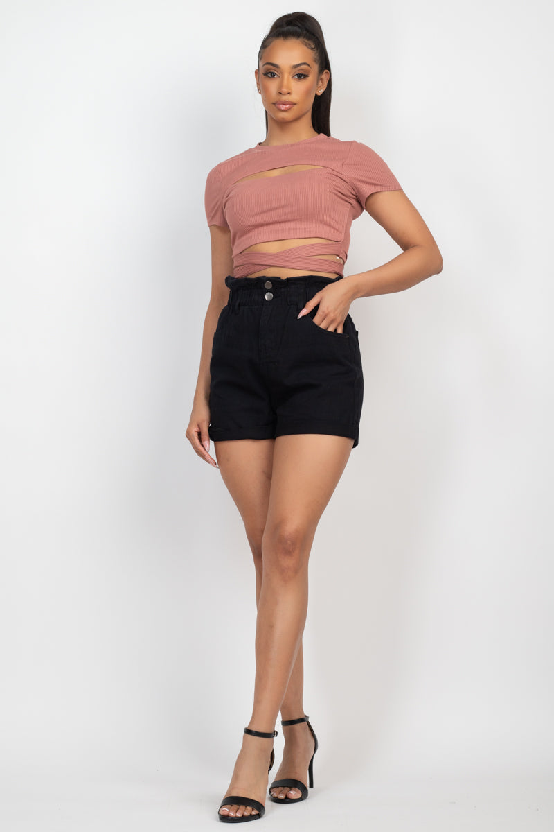 Front Cutout Tie Crop