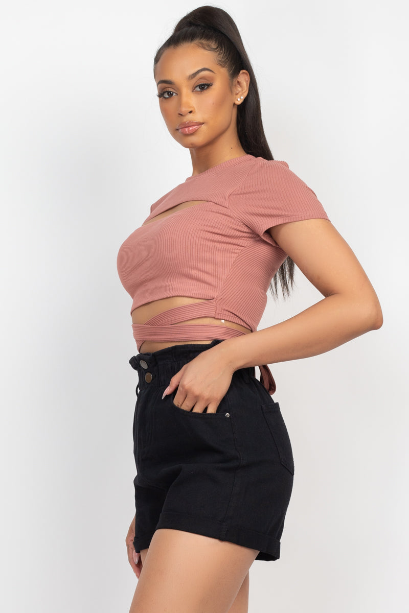 Front Cutout Tie Crop