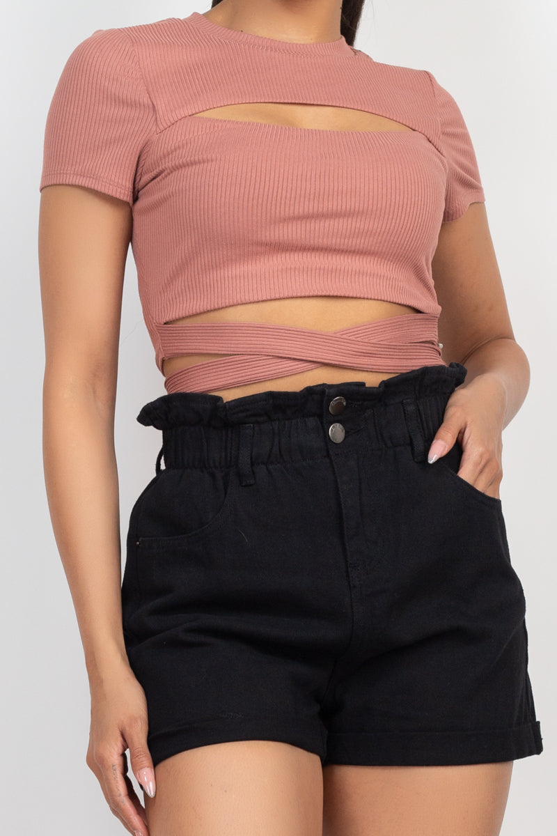 Front Cutout Tie Crop