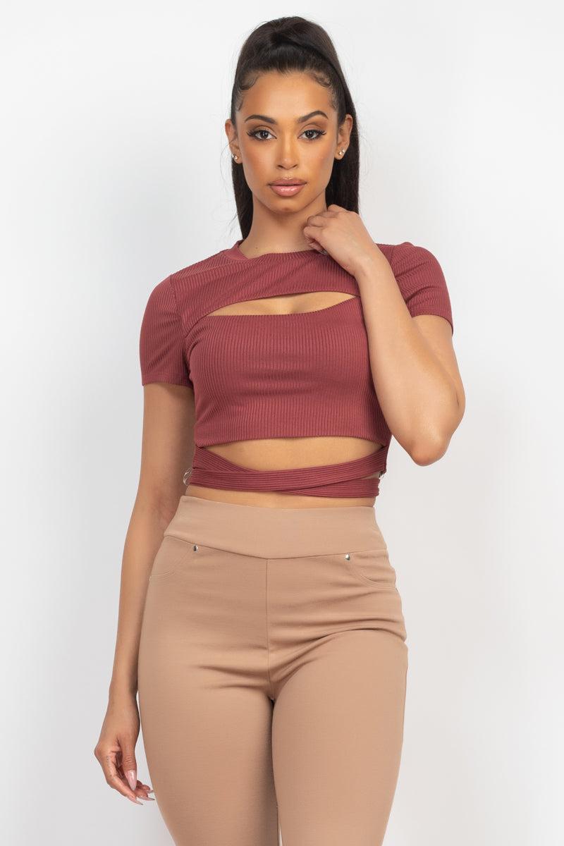 Front Cutout Tie Crop