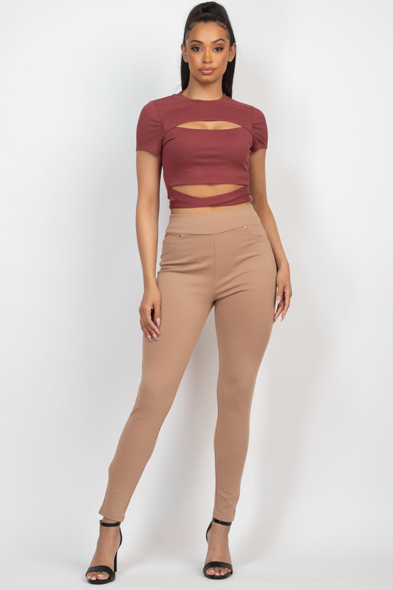 Front Cutout Tie Crop