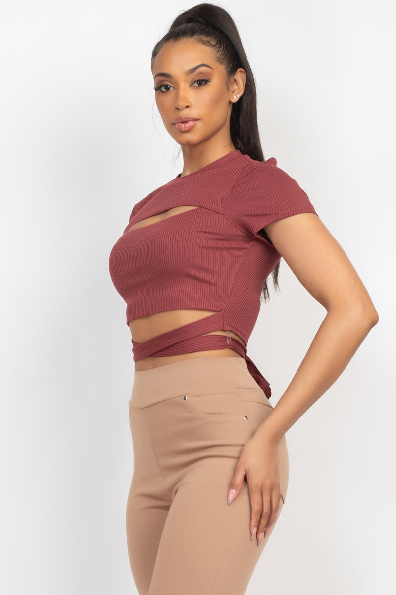 Front Cutout Tie Crop