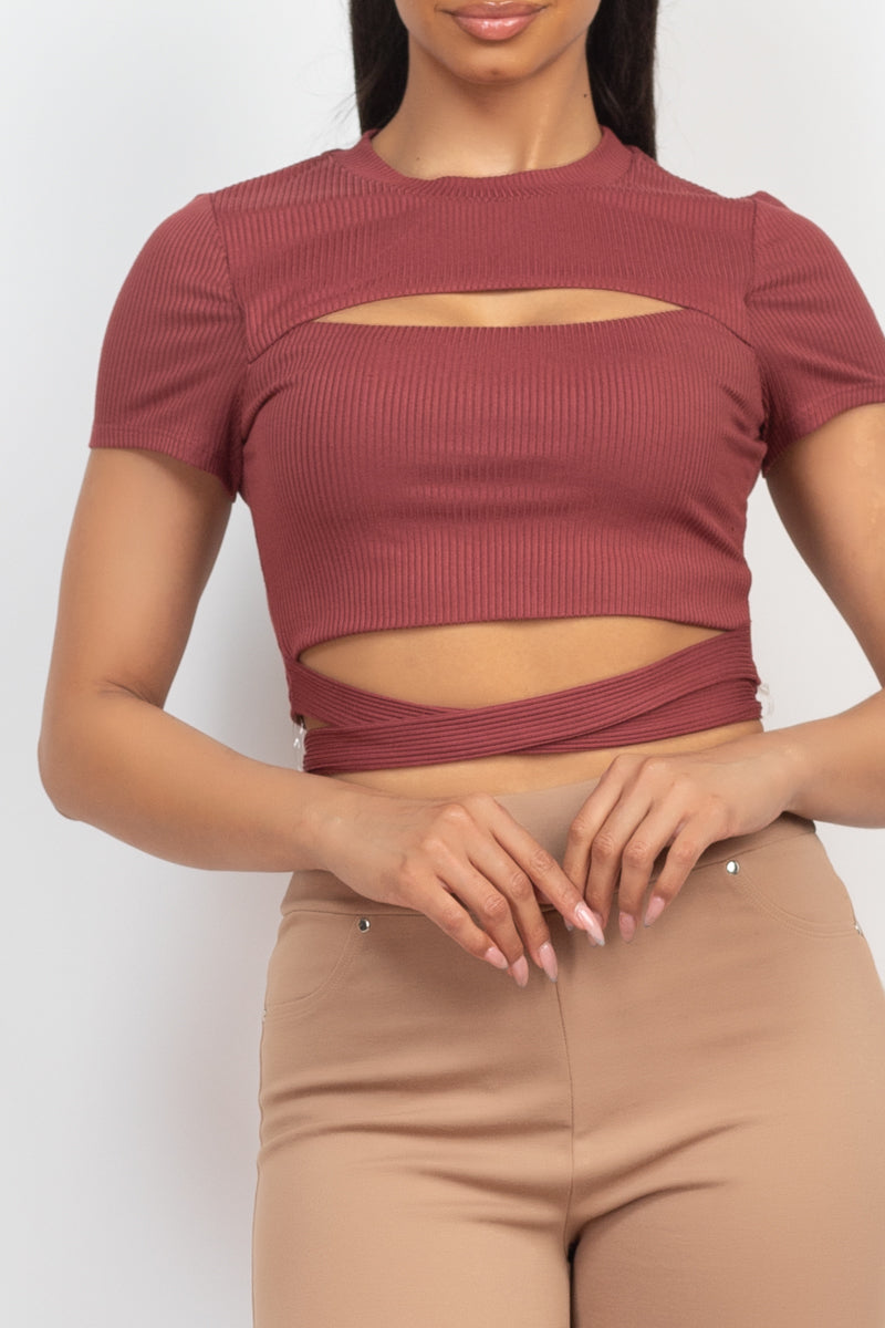 Front Cutout Tie Crop