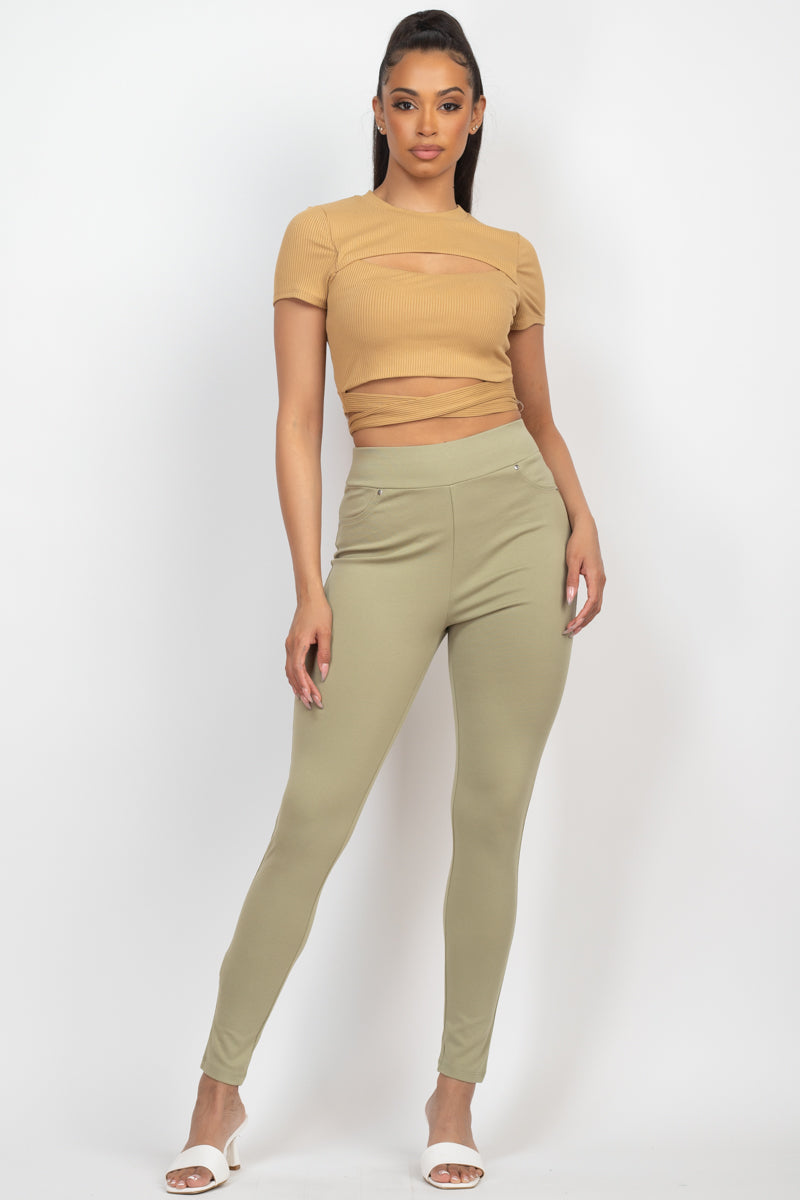 Front Cutout Tie Crop