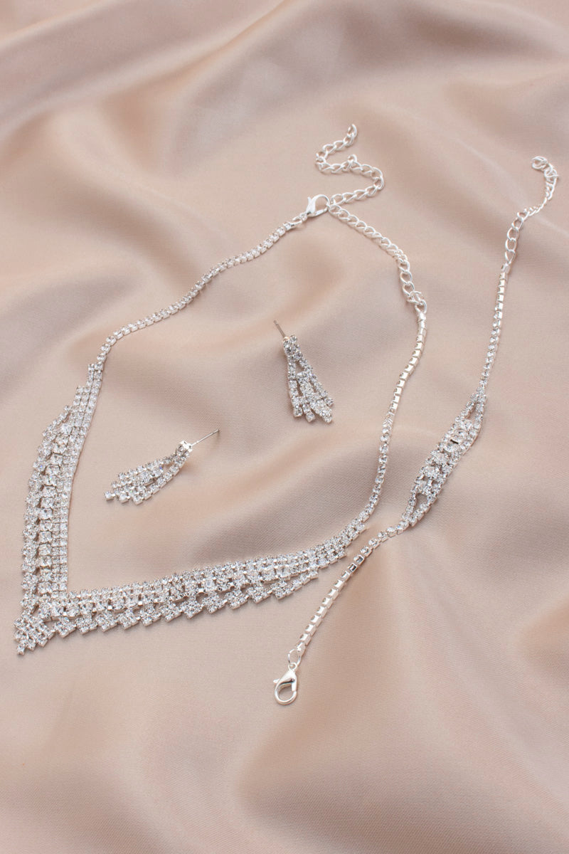 V Shape Rhinestone Bridal Set