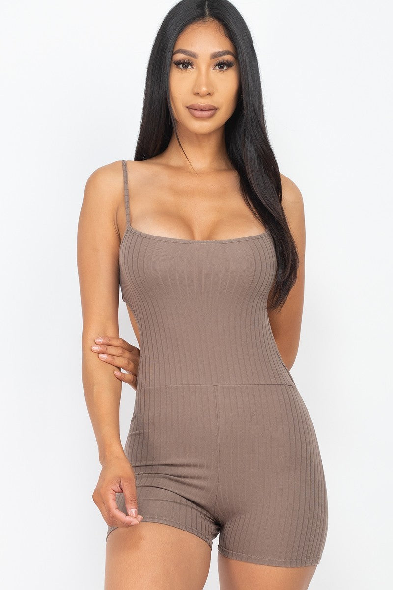 Ribbed Cutout Bodycon Romper