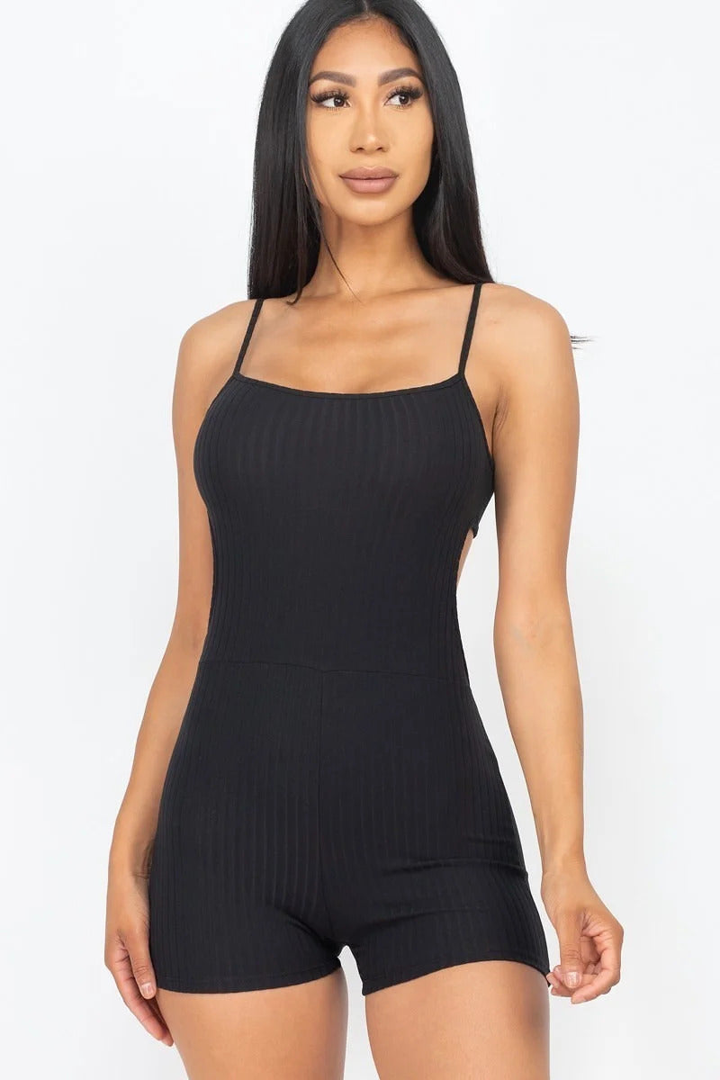 Ribbed Cutout Bodycon Romper