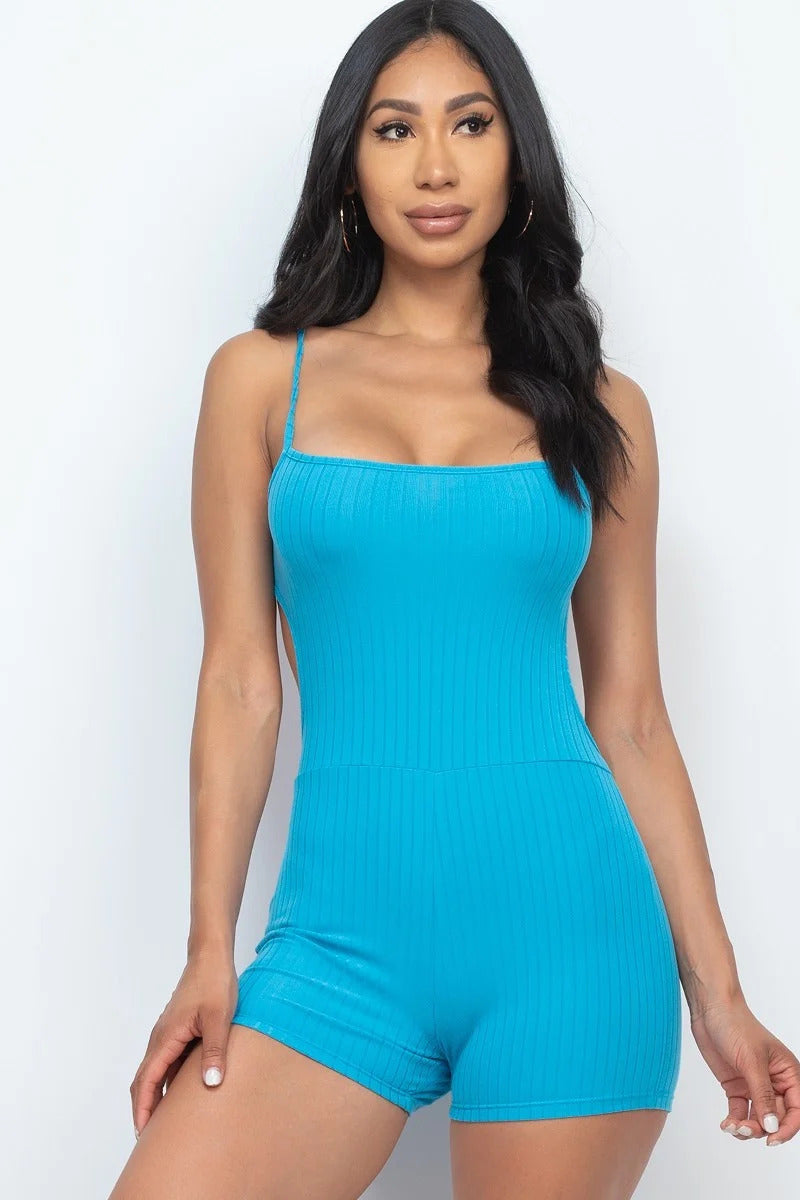 Ribbed Cutout Bodycon Romper