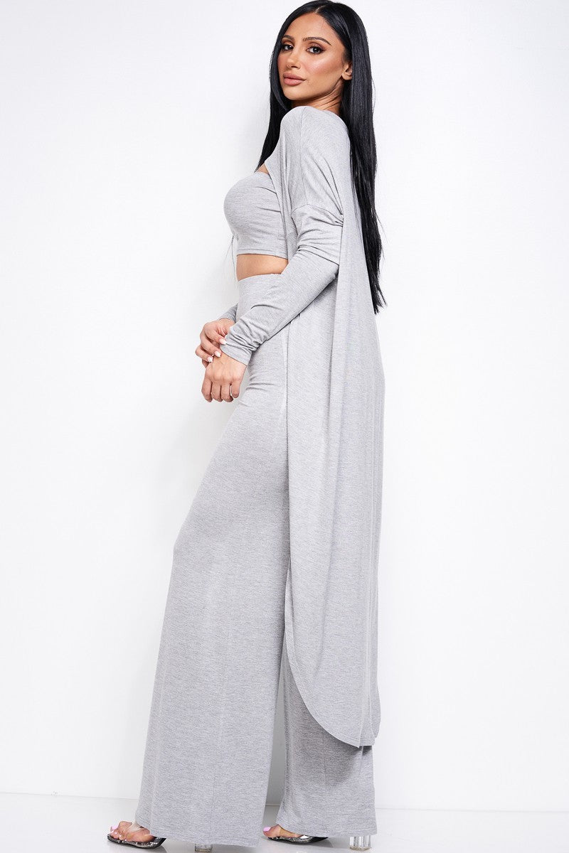 Tube Top, Long Sleeve Cape & Wide Leg Pant Set