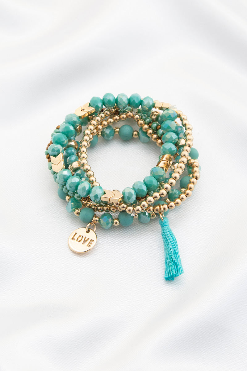 Love Coin Beaded Tassel Bracelet