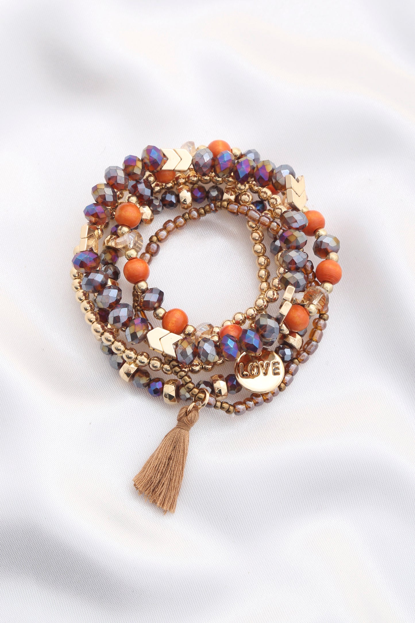 Love Coin Beaded Tassel Bracelet