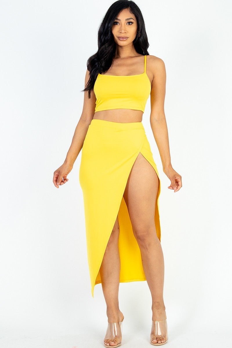 Crop & Thigh Split Maxi Skirt Set