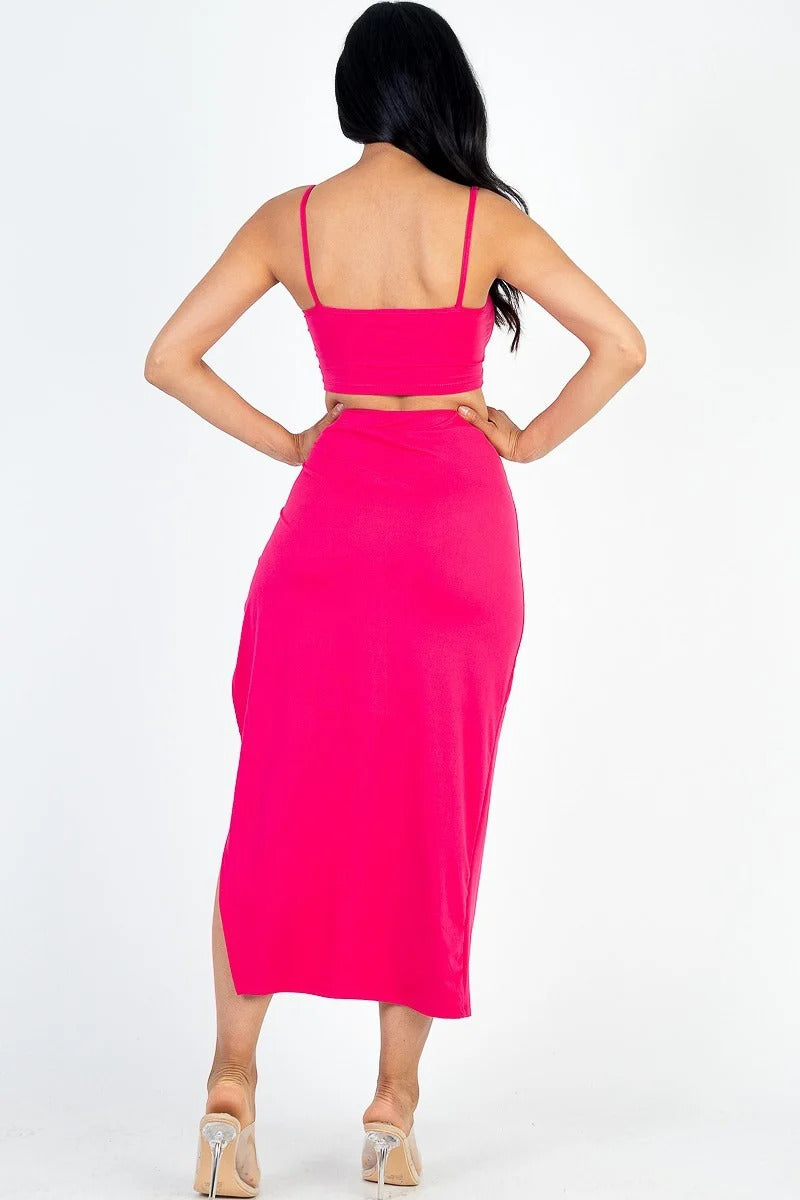 Crop & Thigh Split Maxi Skirt Set