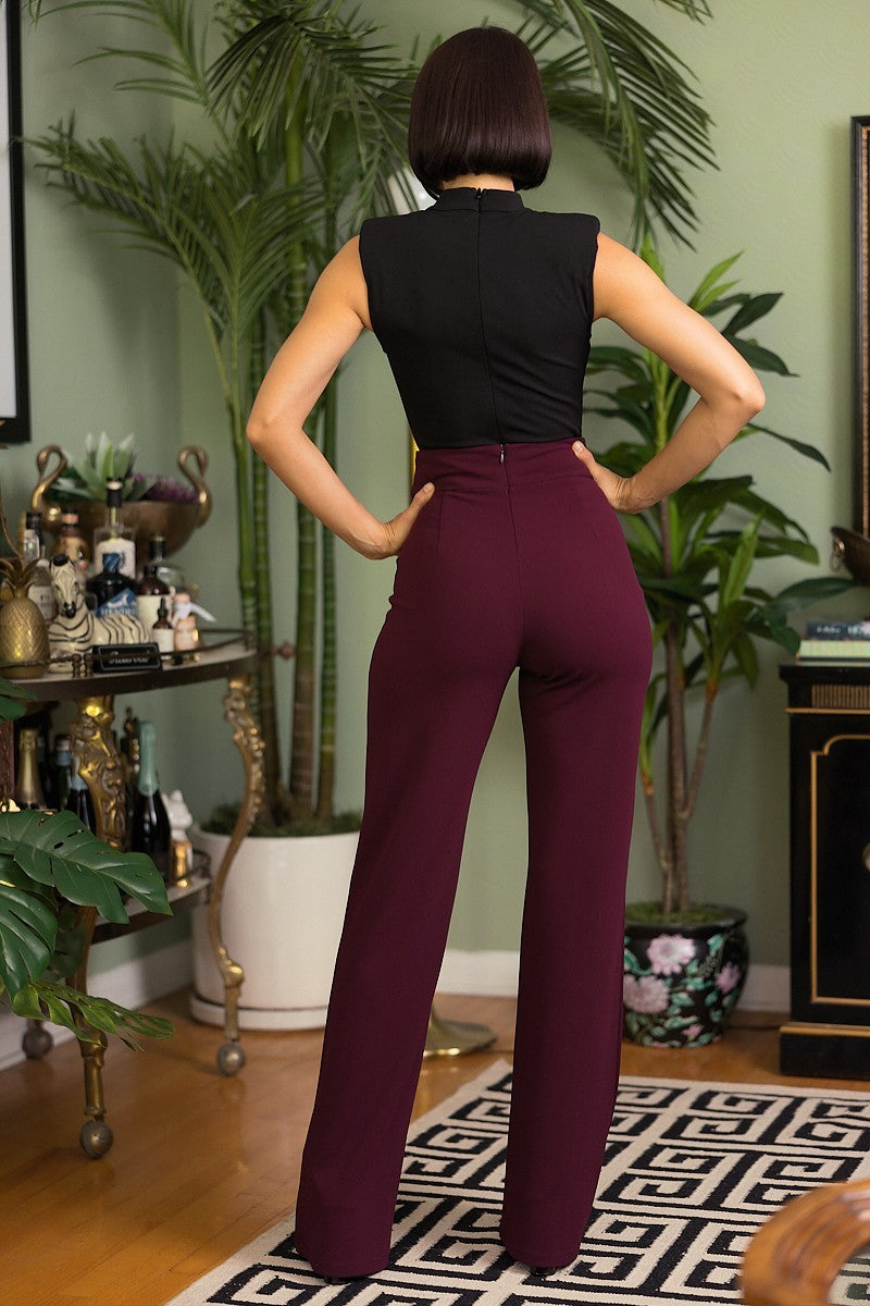 High Waist Fabric Buckle Pants