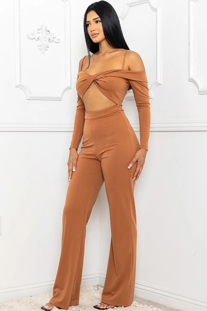 Open Shoulder Cutout Jumpsuit